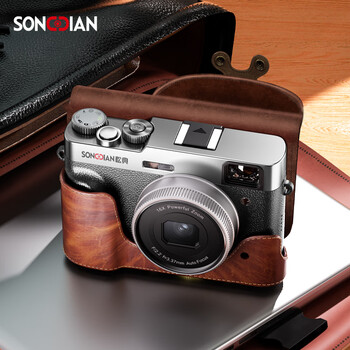 Songdian vlog digital camera retro mirrorless portable camera hd viewfinder student camcorder dc202 official standard + leather case set 128g memory