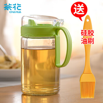 Camellia glass oil pot oil storage tank edible sesame oil sauce vinegar cooking wine bottle large capacity 550ml oil pot + oil brush set