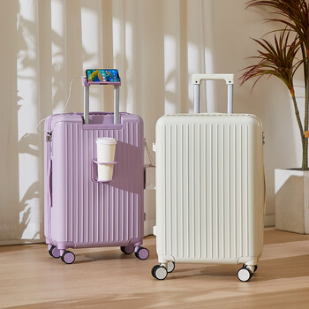 Hilandin multifunctional suitcase 20-inch boarding suitcase for girls, good-looking and durable suitcase, password trolley case, can be boarded on the plane, top with classic usb athens style/light purple 20-inch, can be boarded on the plane