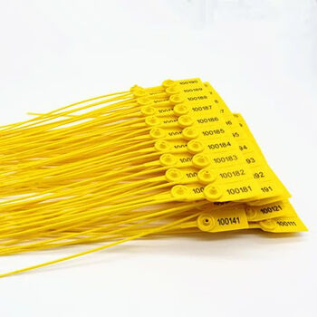 Seal with number disposable plastic seal logistics tie truck container coal truck seal bundle with lead seal extra long new style 28 cm yellow 100 strip code