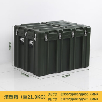 Military green removable cage disassembly and storage storage cage with wheels flat pallet truck camping material turnover box customized rotational molding box 950*680*650mm