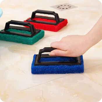 Scouring pad emery polished thickening bathroom cleaning brush with handle bathroom tile glass floor brush kitchen decontamination pot magic sponge wipe 10000 repeat customers recommended color decontamination brush 6 rectangular brushes