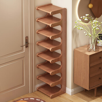 Ke xiangtu shoe rack home door multi-layer indoor small narrow rental room simple shoe cabinet storage artifact 2025 new hot style brown 6-layer 30 widened and reinforced nanzhu board