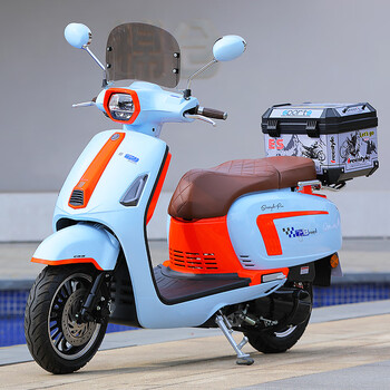 Jiapeng jialing industrial bugatti 125cc scooter fuel national iv efi retro men's and women's complete vehicle can be registered bugatti gulf blue (comes with windshield + square box)