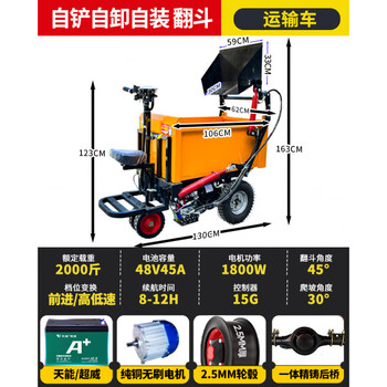 Clcey construction site electric trolley tricycle dump truck hauling bricks and sand, transporting manure, loading trucks 31. popular models of self-shovel and self-unloading dump trucks days