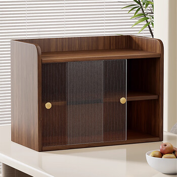 Julihui desktop cup storage rack dining table top cup holder desk small dust-proof box coffee cup storage cabinet walnut-double-changhong