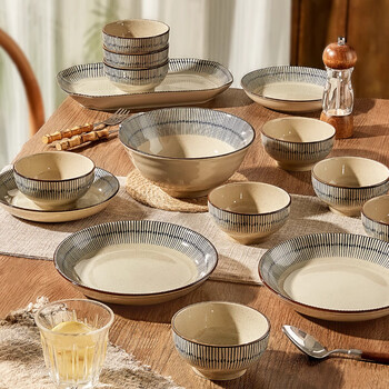 Ink-colored underglaze ceramic tableware set, household high-value dishes, plates and bowls set, 22 pieces for moving into a new home, as a gift