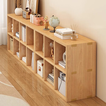 Deep wood source all solid wood bookshelf storage rack floor-to-ceiling wall combination grid cabinet living room pine wood storage storage short home bookcase three layers deepened eighteen grids 180*30*90cm