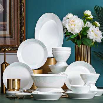 Hg haigre tangshan haigre bone china tableware housewarming plate and bowl combination household high temperature relief small matching business gift