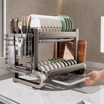 Muya stainless steel dish storage rack drain rack kitchen storage rack bowl rack for dishware cabinets and dishes for home use