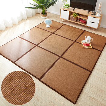 Budisi japanese-style living room tatami summer folding mat rattan mat splicing mat bedside carpet 45*45cm 3 pieces