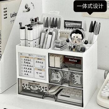 Desktop multifunctional drawer-type pen holder storage box large capacity student dormitory organizing rack stationery storage box. multifunctional storage box * three drawers + top compartment