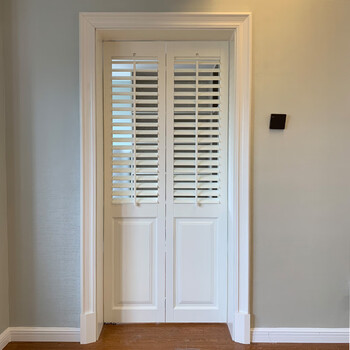 Ling yuxun pure solid wood door cloakroom storage room balcony door does not occupy space movable louver double folding door louver + core board white (per square)