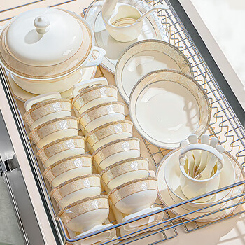 Lowe jingdezhen light luxury ceramic tableware set 2025 new high-looking bowl and plate set household bowl and plate moved to a new home