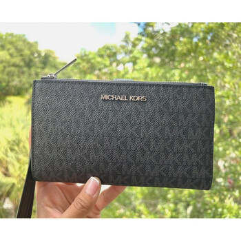 Michael korsmk women's bag wallet michael kors clutch bag card bag coin purse wrist bag jet set travel storage bag black presbyopia valentine's day gift 21*10.5 cm