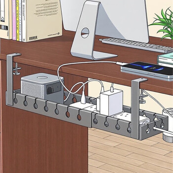 Ersijia network cable manager under desk plug storage no punch cabinet cable management rack desk bottom storage rack cable management box cable take-up night black fixed style length 40cm best value for money