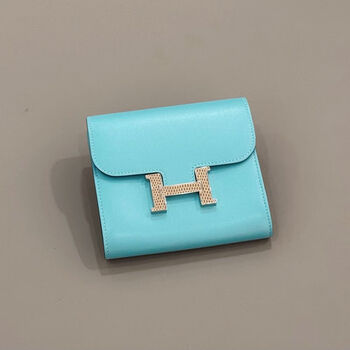 Second-hand 99 new hermes (hermes) constance kangkang short wallet macaron tadelakt lizard buckle t-engraved accessories box