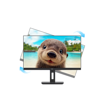 80% new aoc computer monitor 27-inch 4k hd type-c 65w reverse charging ips technology screen rotating lift home design office tuv low blue light u27p2c