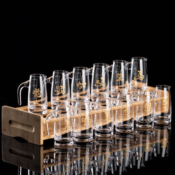 Nolik 12 white wine glasses, one pot, one glass, crystal glass goblet, small wine cup, household wine dispenser, wine set, 12 zodiac signs, 100 ml wine dispenser + cup holder, does not include small wine glasses