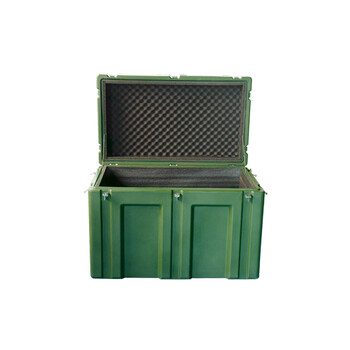 Outdoor simple military green rotational molding box storage box for vehicle supplies plastic command operation box with wheels 1000*700*600 military green