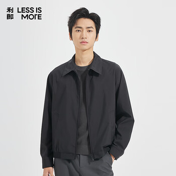 Lilang light fashion men's clothing anti-wrinkle easy care jacket men's zipper lapel youth commuting wear-resistant executive jacket black (1k) l (170)