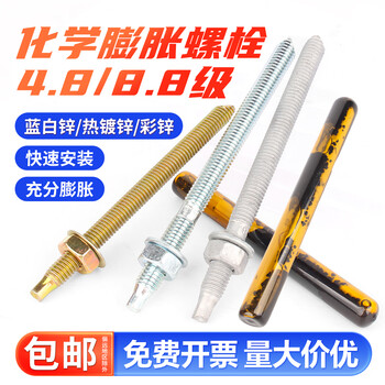 Guwanji 4.8 chemical expansion bolt high strength 8.8 grade galvanized extended chemical anchor screw containing agent m8m10m30 m30x380 (1 set) 8.8 hot dip galvanized