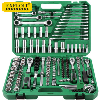 Exploit auto repair tool set ratchet wrench socket upgraded 72-tooth curved handle auto repair 151-piece set