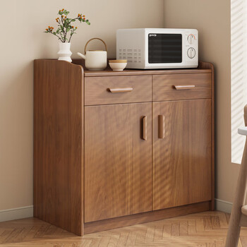 Xiule sideboard home living room tea cabinet wall-mounted integrated storage cabinet with fence storage cabinet solid wood wind side cabinet guardrail style turmeric sandalwood color 80*36*80cm