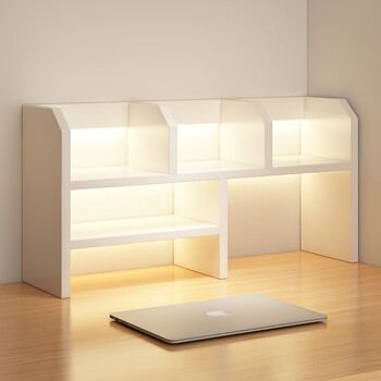 Banyu yaju bookshelf desktop storage rack home multi-layer bookcase student dormitory desk organizer office workstation storage rack simple style丨59*15*37 warm white
