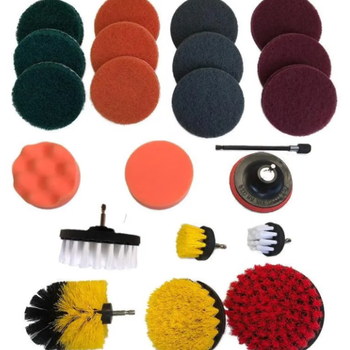 Electric drill cleaning brush head set electric cleaning brush scouring pad kitchen bathroom car interior floor glass tile polishing and polishing artifact 22-piece set
