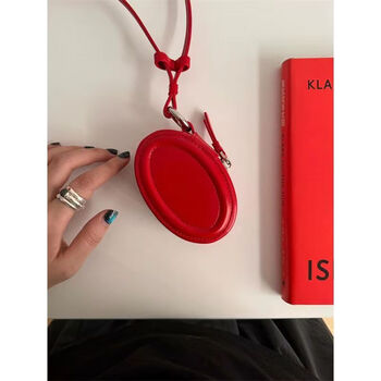 Ni mengshi niche design halter neck high-end mini girl cute coin purse red box bag crossbody lipstick key bag red bag + cross-body shoulder strap
