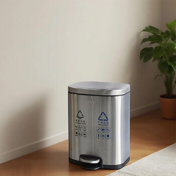 Deans stainless steel foot-operated classification trash can for living room, kitchen, office, hotel, commercial foot-operated trash can two-in-one, foot-operated 10+10 liters