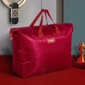 Ke zhen thickened oxford cloth handbag strong and durable large capacity woven bag wedding quilt storage bag wedding quilt bag red medium size 55x70 silk quilt 5-6 pounds, soybean quilt 5-6 pounds