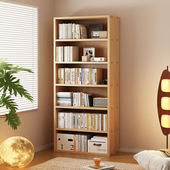Pulata solid wood bookshelf floor-standing storage rack home storage locker bedroom multi-layer cabinet grid cabinet