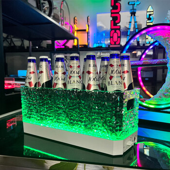 Pickup cat bar luminous beer bucket upgraded ice pattern wine frame bar luminous ice bucket ktv party creative acrylic beer anti-fall diamond pattern 12 pieces single color white bottom