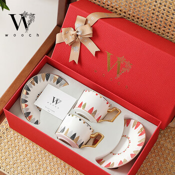 Wooch love at first sight series cup and saucer set, high-end exquisite coffee cup, wedding gift, birthday housewarming gift for best friends
