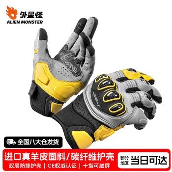 Alien monster ant king motorcycle gloves carbon fiber anti-fall breathable genuine leather cycling windproof motorcycle equipment four seasons ultimate gray xl