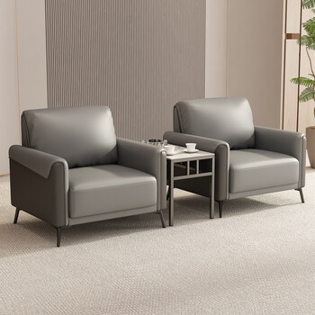 Shoran reception sofa conference room meeting guests and negotiations hotel lobby vip high-end genuine leather single-seat sofa coffee table combination wear-resistant western leather single-seat 2 pieces + bar table 1 piece