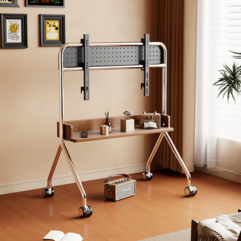 Cabte movable tv floor stand solid wood conference wheeled cart nordic simple style display hanger machine 55/65/75 inch stainless steel tv cabinet home upgraded model (adapted to 50-75 inches) hole board back panel