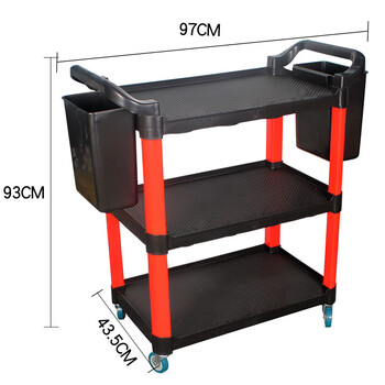 Milan car beauty tool cart small cart repair shop box car wash film flat cart cleaning cleaning light cart thickened three-layer a tool cart + 2 barrels