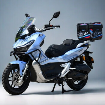 Jilang's new adv motorcycle 150 can be registered as a fuel scooter, national iv efi air-cooled water-cooled motorcycle, off-road long-distance, noble blue, air-cooled, guardrail + tail box