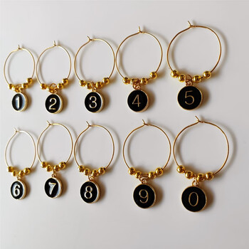 Aoyanlai cup mark identification metal wine glass mark digital cup differentiator water glass differentiator party water cup identification digital model black total 10 (0 to 9)