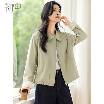 Chu shen spring and autumn casual jacket women's fashion lapel decorative lines simple short jacket top s53d016