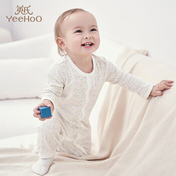 Yeehoo baby clothes newborn jumpsuit baby infant home crawling suit jumpsuit light yellow 80cm