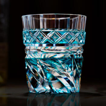 Sailoto japanese-style nausicaa of the valley of the wind style hand-engraved edo kiriko cup turquoise green personalized whiskey glass of water turquoise green shippo nausicaa of the valley of the wind style wooden gift
