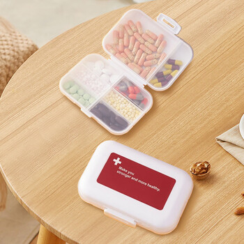 Hundred-character pill box packaging box, seven-day portable travel box, sealed and moisture-proof pill capsule compartment storage box