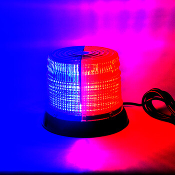 Mdug super bright car led round red and blue flashing light ceiling car engineering police 12v light road opening warning light 24v red and blue 12-24v cigarette lighter
