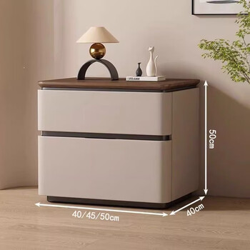 All solid wood bedside table for home bedroom light luxury and high-end 2025 new modern simple storage bedside table khaki 15mm frame + 8mm drawer bottom 40*40*50cm