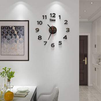 Shiniao luminous creative clock silent punch-free wall 3d wall clock nordic bedroom wall clock simple diy clock living room tx black 30 cm