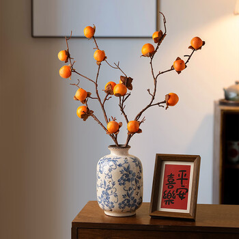 Fan yejia's ice cracked blue and white pattern ceramic vase, high-end hydroponic flower arrangement, restaurant, medieval light luxury living room entrance decoration